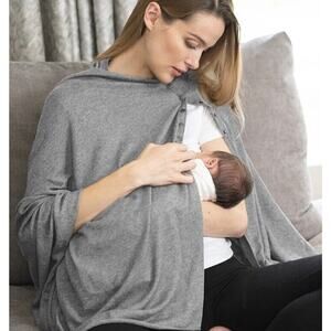 SERAPHINE Nursing Shawl Madison Gray One Size Cover Up Breastfeeding Snaps